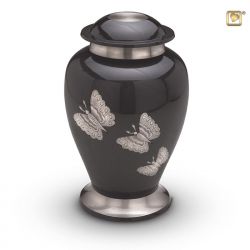 Messing urn antraciet grijs met vlinders HU110